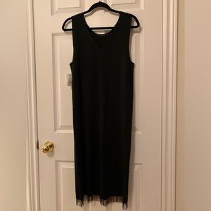 NWT Little Black Dress - Elegant Black Sheath Dress with Beaded Fringe